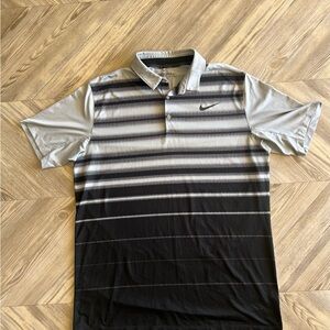 Nike Men's Black and Gray Gradient Polo Shirt